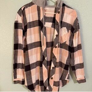 Maurices Hooded Plaid Top